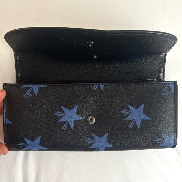 Coach Black Wallet with Blue Star Design - Picture 4 of 5